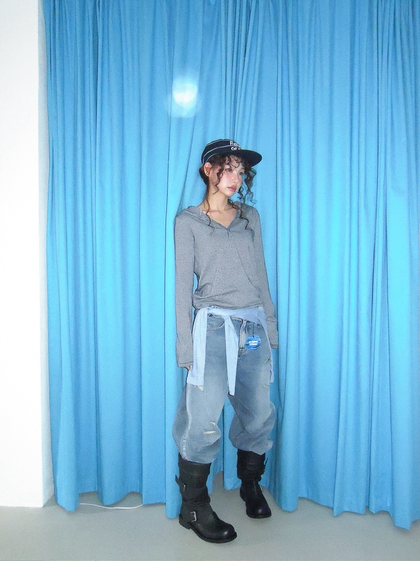 I MFACT東大門直郵女裝新品職業熱賣休閑26春夏長袖T恤連帽衫I MFACT長袖T恤