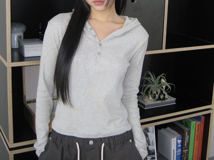 I MFACT東大門直郵女裝新品職業熱賣休閑26春夏長袖T恤連帽衫I MFACT長袖T恤圖色2