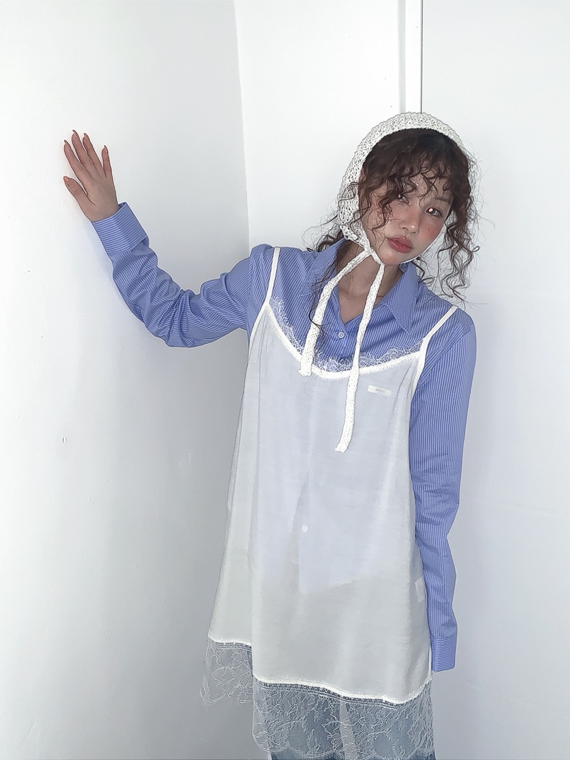 I MFACT韓國代購女士新品人氣時尚推薦襯衫蕾絲衫蕾絲條紋I MFACT襯衫/蕾絲衫