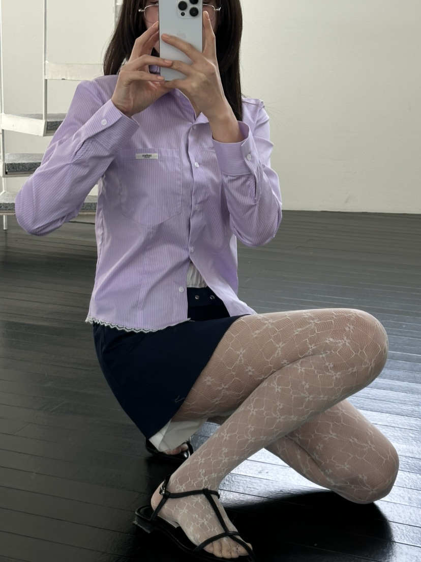 I MFACT韓國代購女士新品人氣時尚推薦襯衫蕾絲衫蕾絲條紋I MFACT襯衫/蕾絲衫