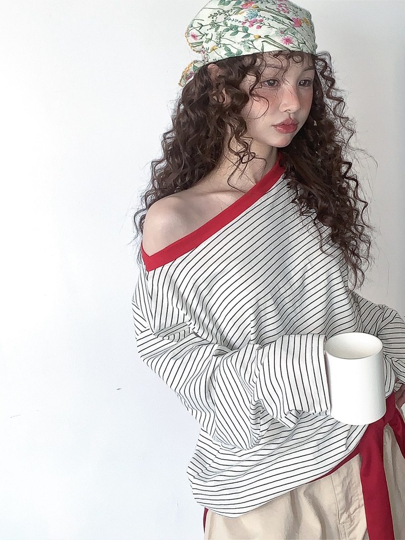 I MFACT東大門直郵女裝新款真品休閑熱賣時尚長袖T恤露肩I MFACT長袖T恤