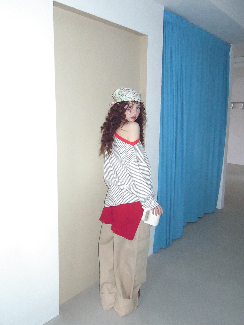 I MFACT東大門直郵女裝新款真品休閑熱賣時尚長袖T恤露肩I MFACT長袖T恤