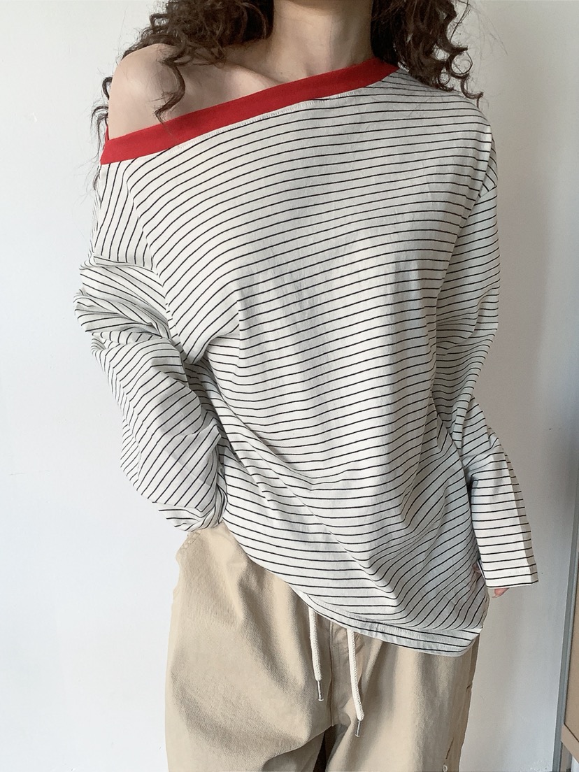 I MFACT東大門直郵女裝新款真品休閑熱賣時尚長袖T恤露肩I MFACT長袖T恤圖色1