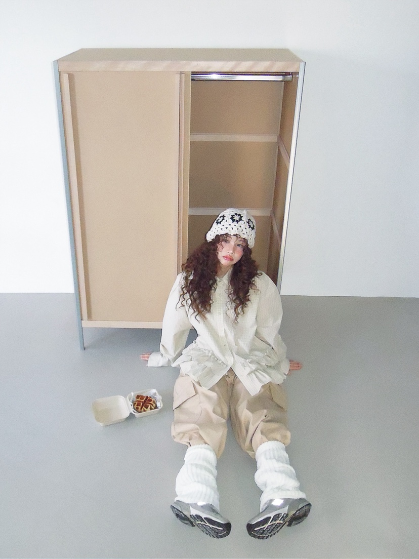 I MFACT東大門代購女士新品真品襯衫蕾絲衫不含腰帶荷葉邊格紋I MFACT襯衫/蕾絲衫