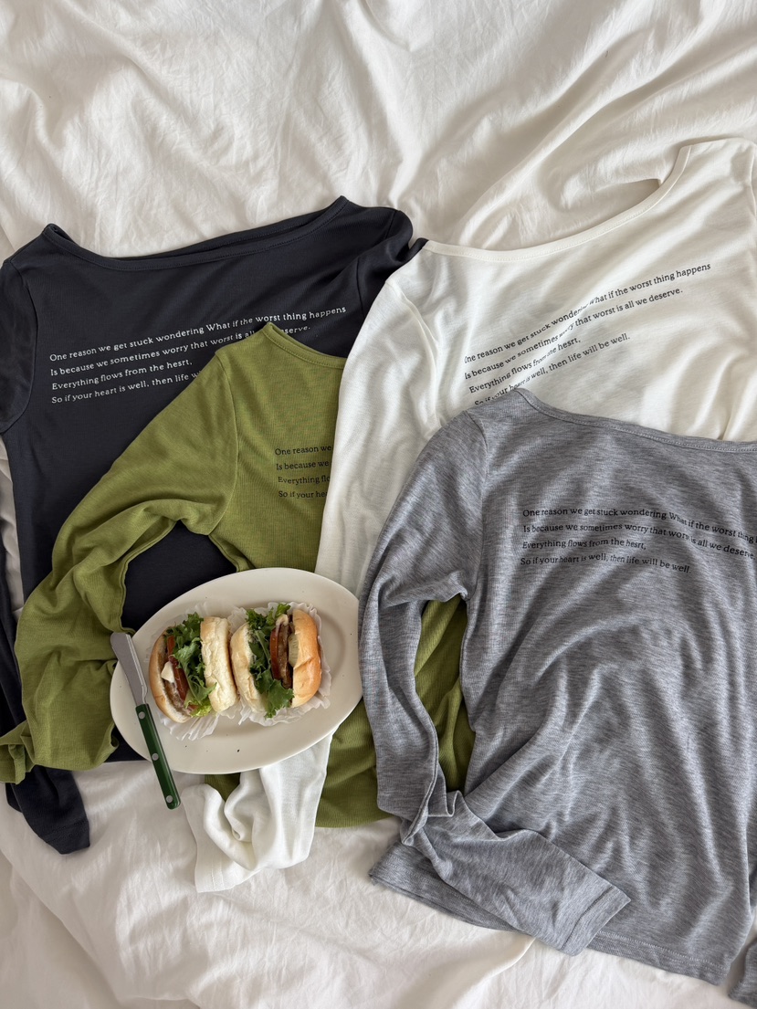 I MFACT東大門直郵女士新品休閑人氣長袖T恤不含內搭船領I MFACT長袖T恤