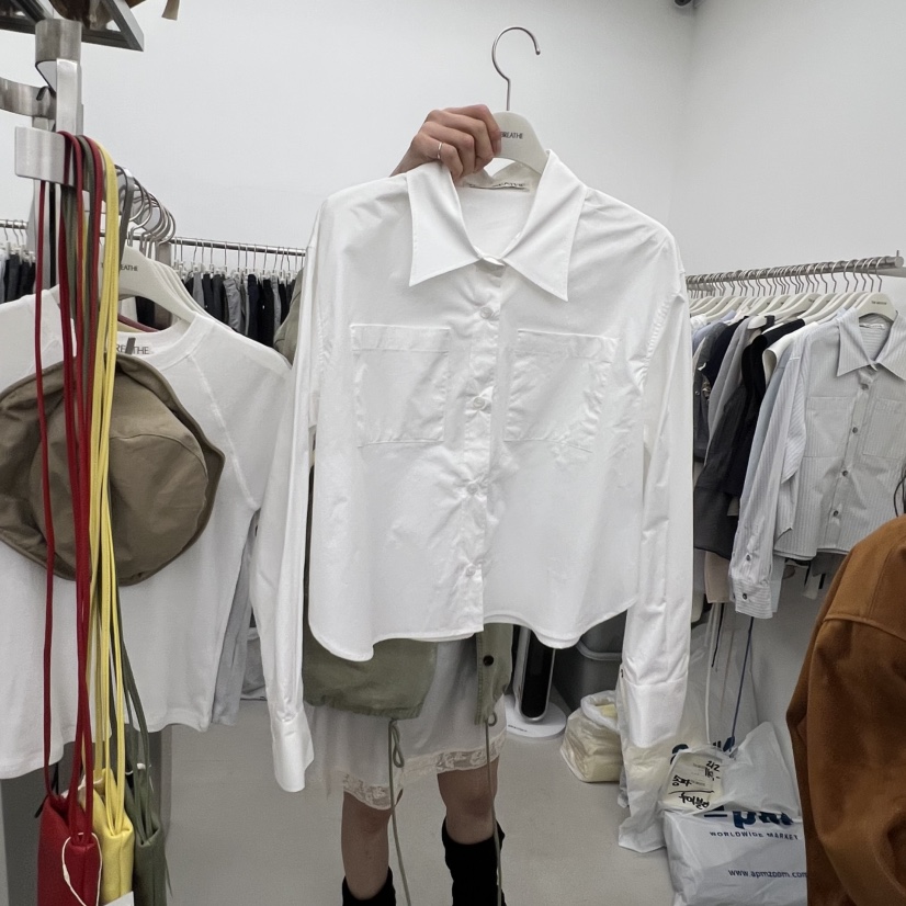 BREATHE東大門直郵女裝新品職業熱賣時尚真品襯衫蕾絲衫短款BREATHE襯衫/蕾絲衫圖色1