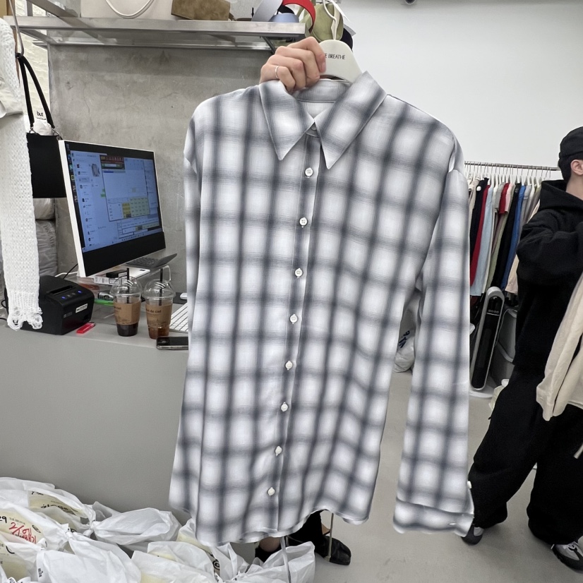 BREATHE東大門實拍女士新款26春夏推薦時尚襯衫蕾絲衫格紋BREATHE襯衫/蕾絲衫圖色2