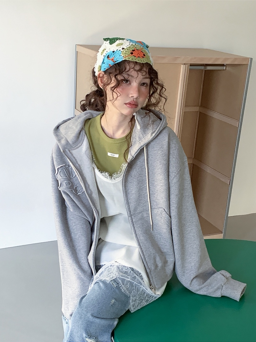 I MFACT韓國直郵女裝新款26春夏真品夾克連帽拉鏈衫花朵I MFACT夾克