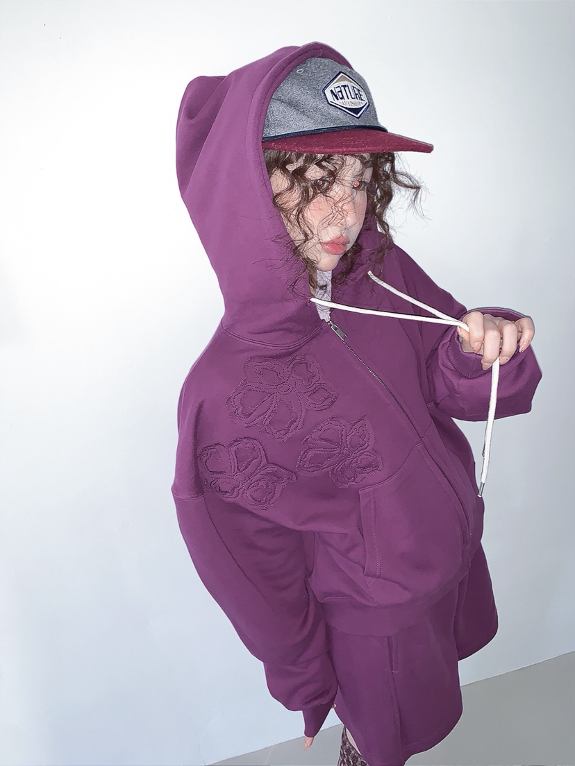 I MFACT韓國直郵女裝新款26春夏真品夾克連帽拉鏈衫花朵I MFACT夾克