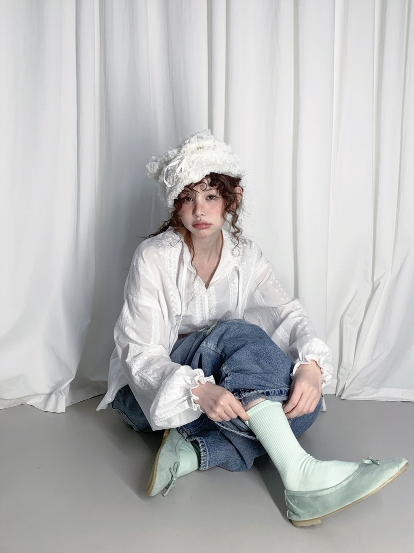 I MFACT韓國代購女士新品人氣熱賣休閑真品襯衫蕾絲衫刺繡I MFACT襯衫/蕾絲衫