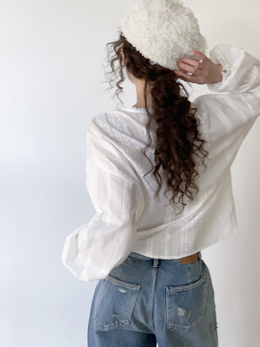 I MFACT韓國代購女士新品人氣熱賣休閑真品襯衫蕾絲衫刺繡I MFACT襯衫/蕾絲衫