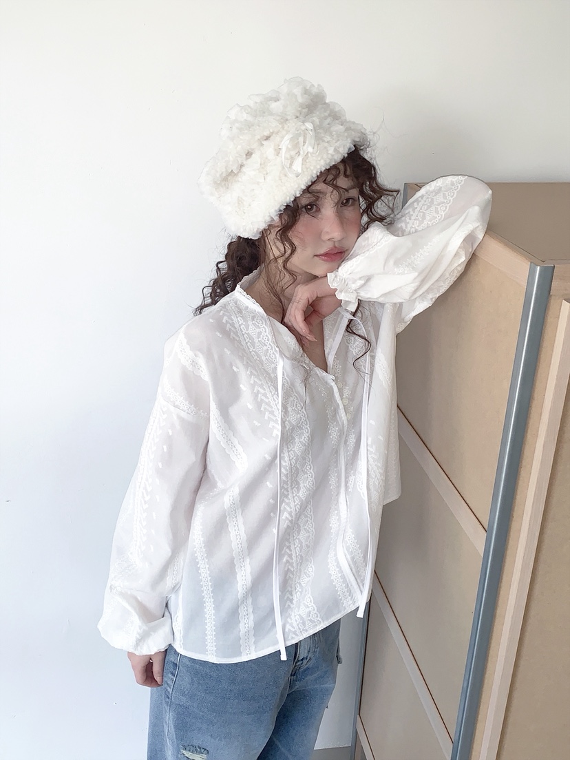 I MFACT韓國代購女士新品人氣熱賣休閑真品襯衫蕾絲衫刺繡I MFACT襯衫/蕾絲衫