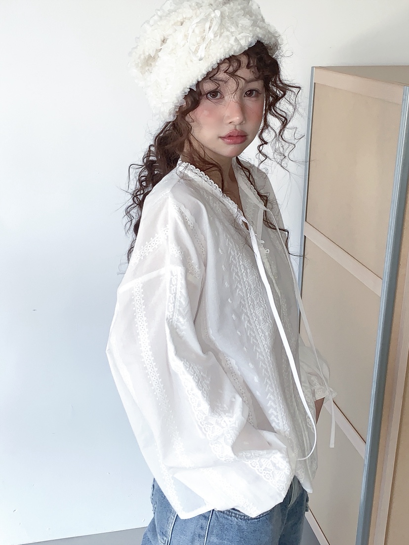 I MFACT韓國代購女士新品人氣熱賣休閑真品襯衫蕾絲衫刺繡I MFACT襯衫/蕾絲衫