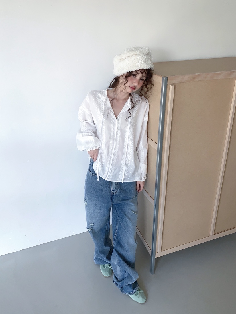 I MFACT韓國代購女士新品人氣熱賣休閑真品襯衫蕾絲衫刺繡I MFACT襯衫/蕾絲衫