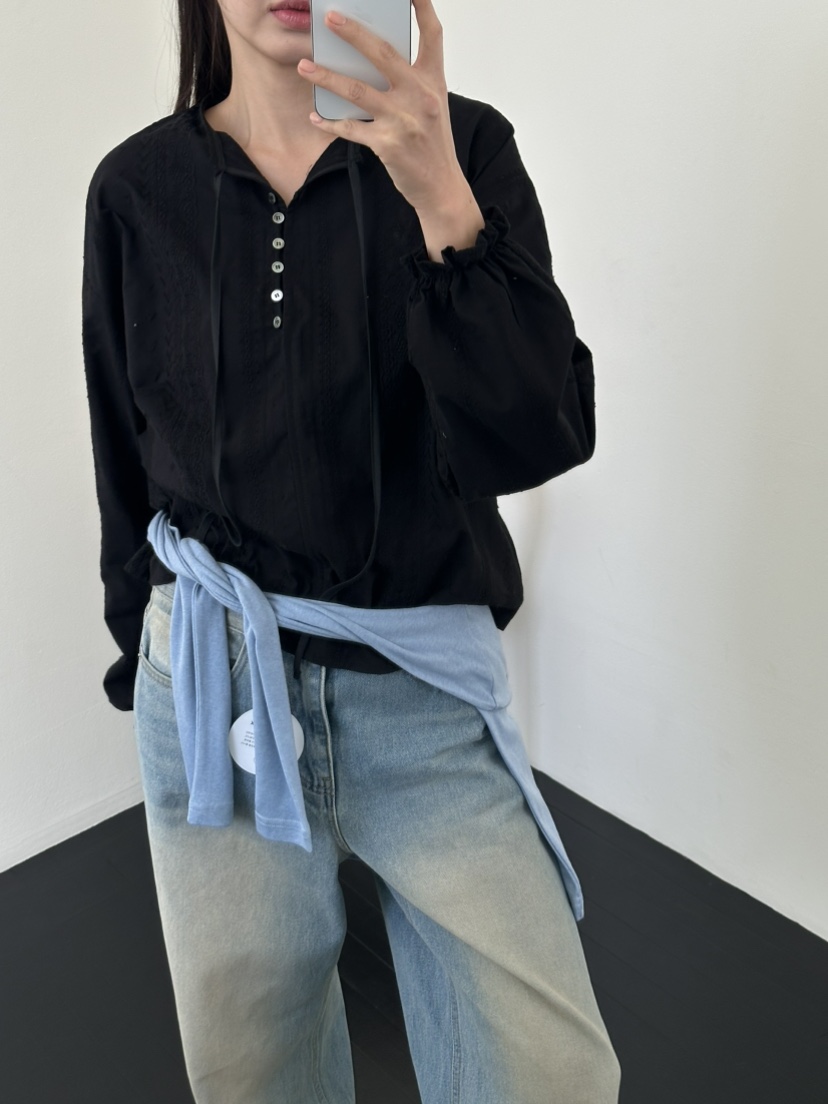 I MFACT韓國代購女士新品人氣熱賣休閑真品襯衫蕾絲衫刺繡I MFACT襯衫/蕾絲衫