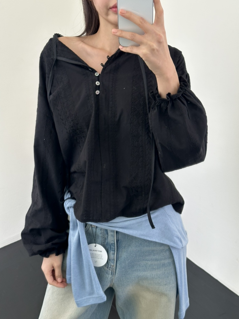 I MFACT韓國代購女士新品人氣熱賣休閑真品襯衫蕾絲衫刺繡I MFACT襯衫/蕾絲衫圖色2