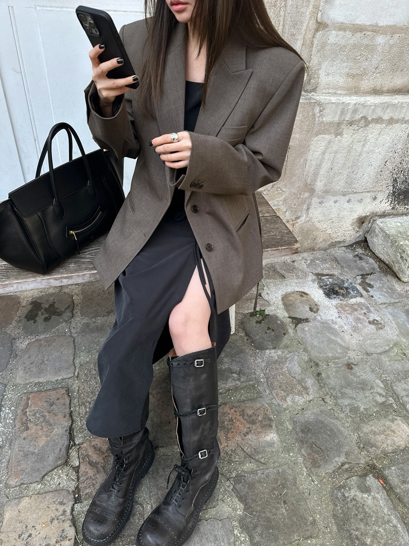 BOWIE韓國代購女士新款真品休閑26春夏推薦職業連衣裙紐扣BOWIE連衣裙