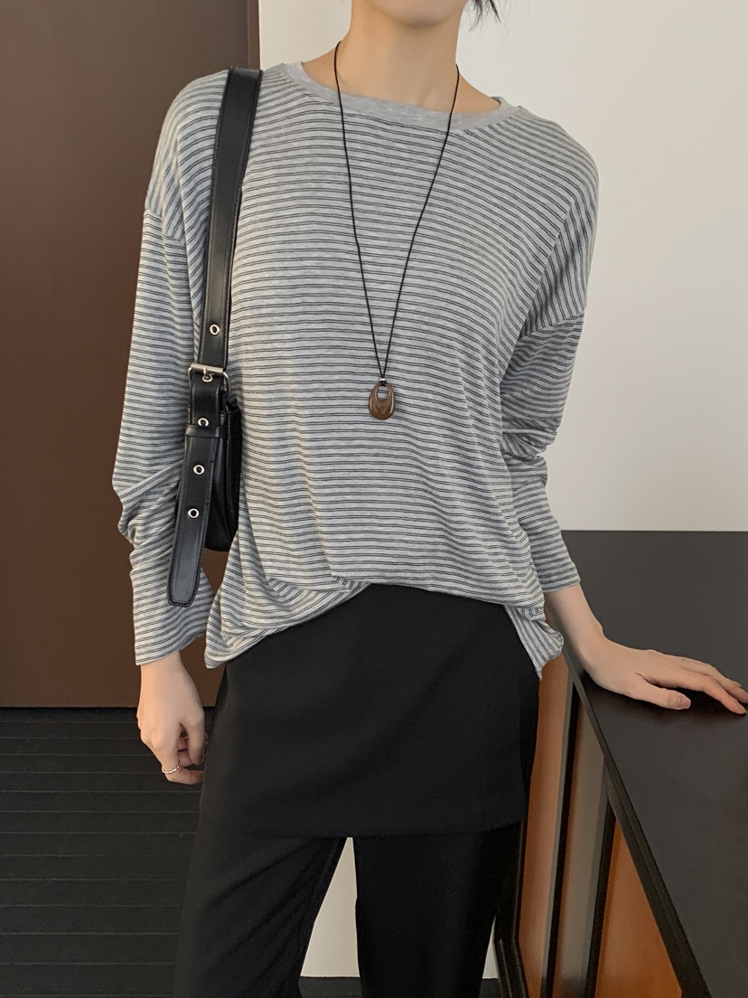 BOUND.A韓國代購女士新款真品職業26春夏長袖T恤不含項鏈天絲BOUND.A長袖T恤圖色2