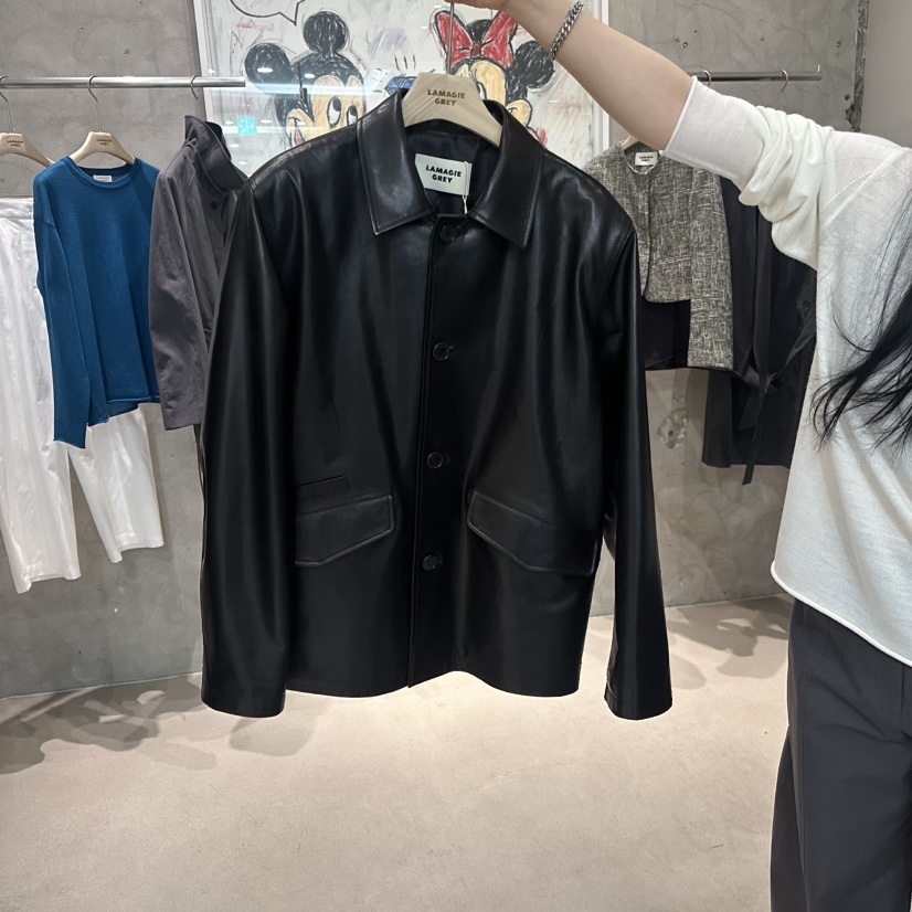 LAMAGIEPIE/LAMAGIE GREY韓國代購女裝新品26春夏皮衣皮革LAMAGIEPIE/LAMAGIE GREY皮衣圖色1