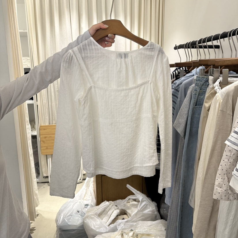 SIERRA東大門實拍女裝新品人氣職業休閑襯衫蕾絲衫假兩件SIERRA襯衫/蕾絲衫