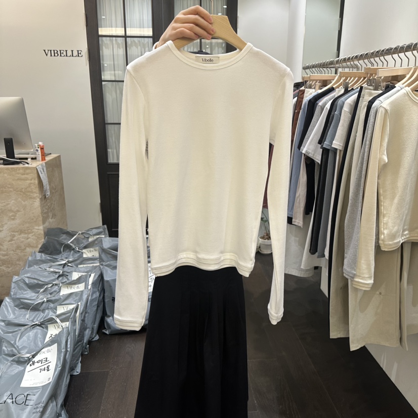 VIBELLE東大門代購女裝新款人氣休閑熱賣職業推薦長袖T恤VIBELLE長袖T恤圖色1