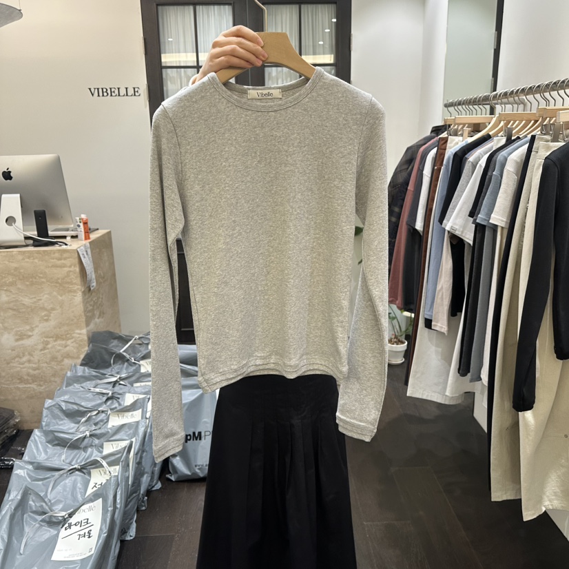 VIBELLE東大門代購女裝新款人氣休閑熱賣職業推薦長袖T恤VIBELLE長袖T恤圖色3