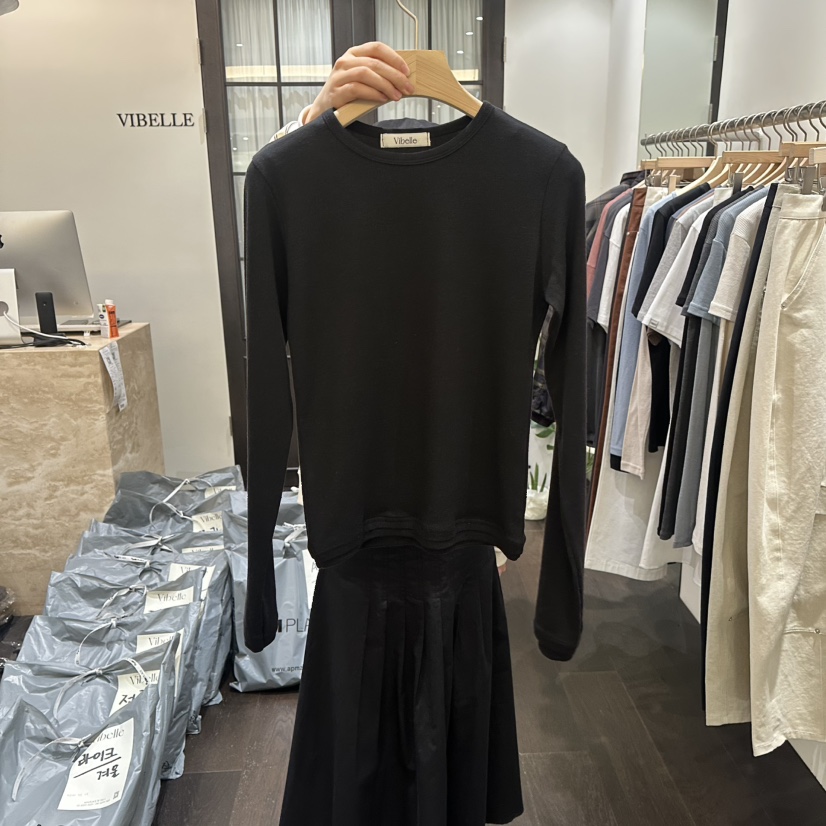 VIBELLE東大門代購女裝新款人氣休閑熱賣職業推薦長袖T恤VIBELLE長袖T恤圖色4