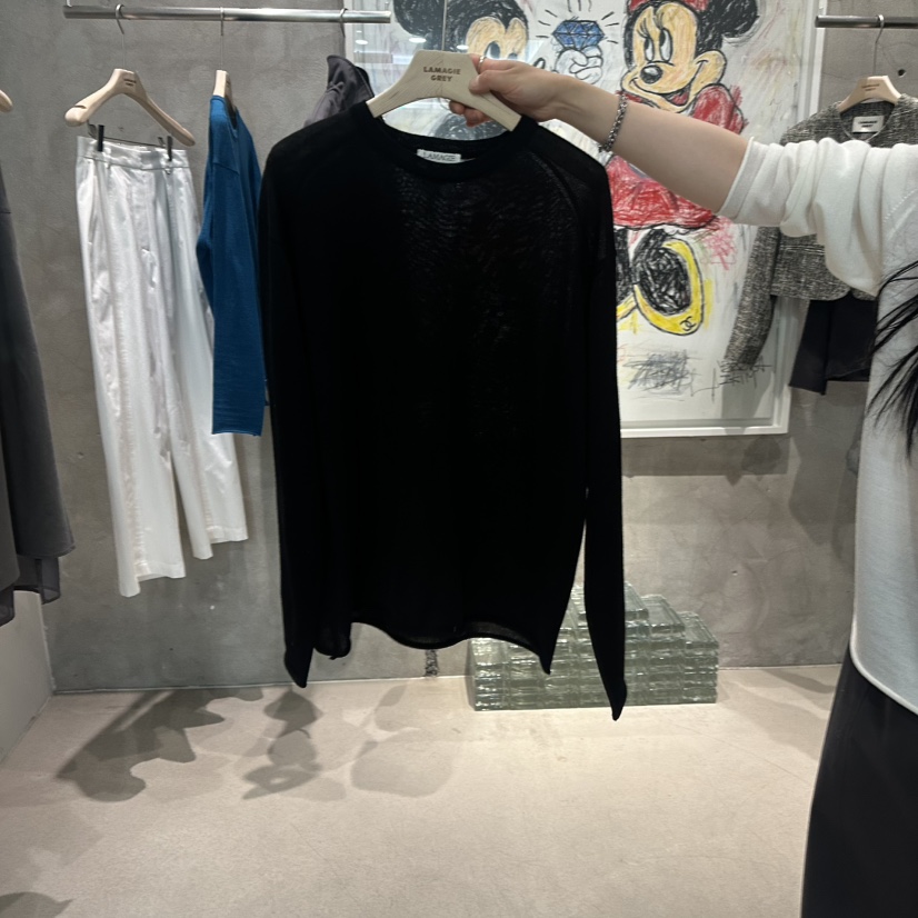 LAMAGIEPIE/LAMAGIE GREY韓國代購女裝新款休閑長袖T恤LAMAGIEPIE/LAMAGIE GREY長袖T恤圖色2黑色