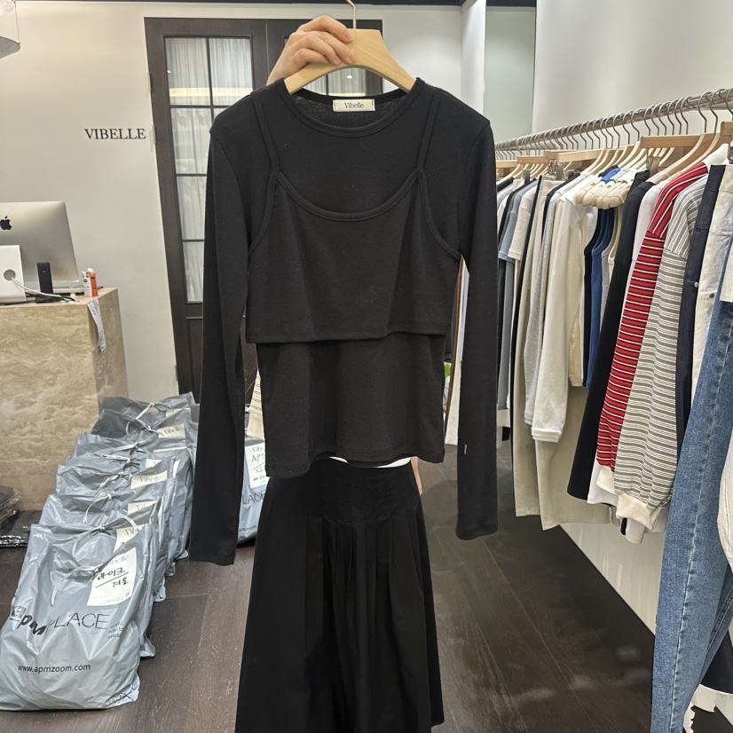 VIBELLE東大門實拍女裝新款職業休閑熱賣真品長袖T恤假兩件VIBELLE長袖T恤圖色4
