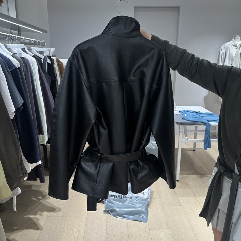 FAVOR-P東大門實拍女士新品真品職業休閑夾克含腰帶皮革FAVOR-P夾克