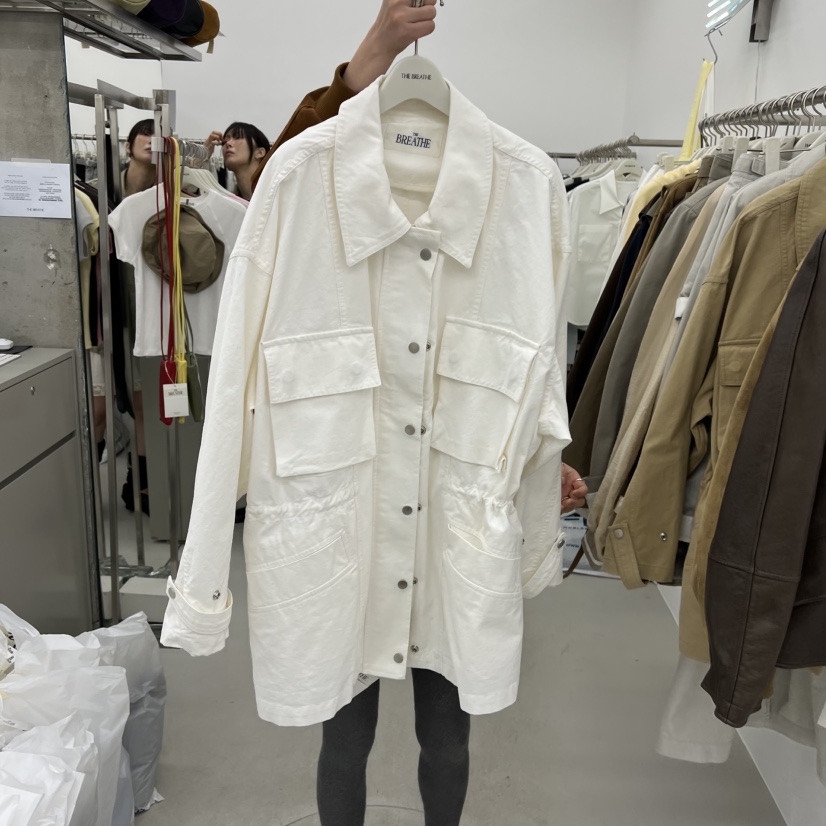 BREATHE韓國代購女裝新款休閑職業推薦時尚熱賣長款風衣水洗BREATHE長款風衣圖色1
