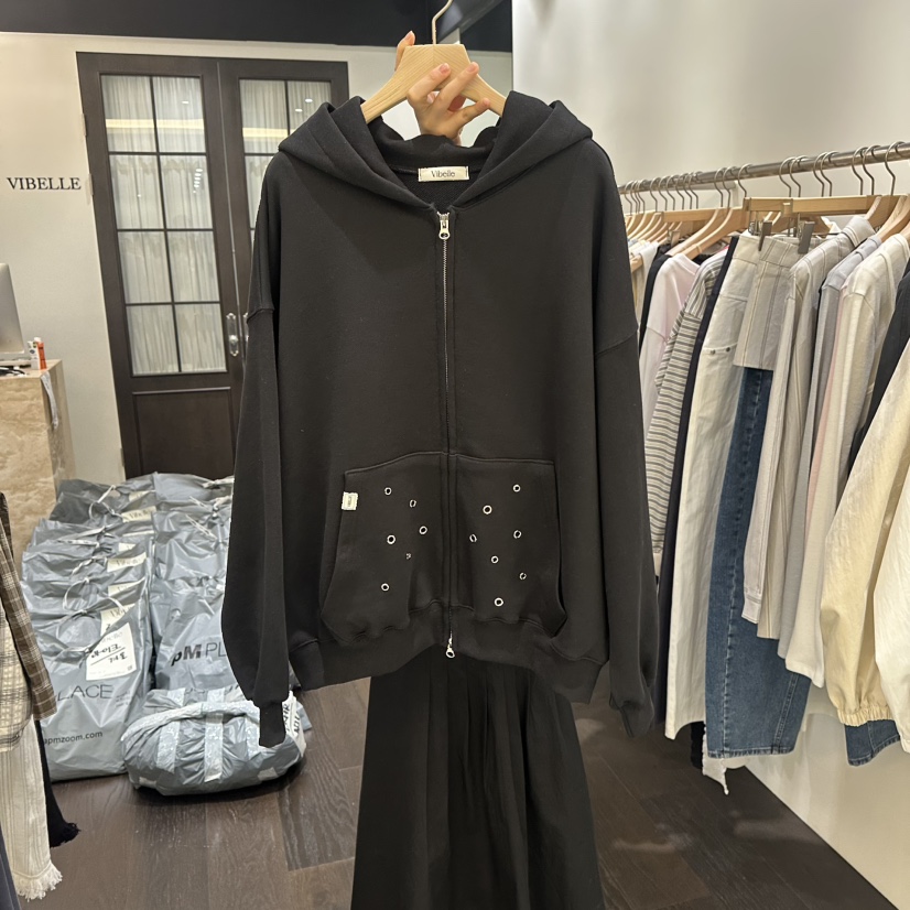 VIBELLE東大門直郵女士新款休閑熱賣推薦時尚夾克連帽拉鏈衫VIBELLE夾克圖色2