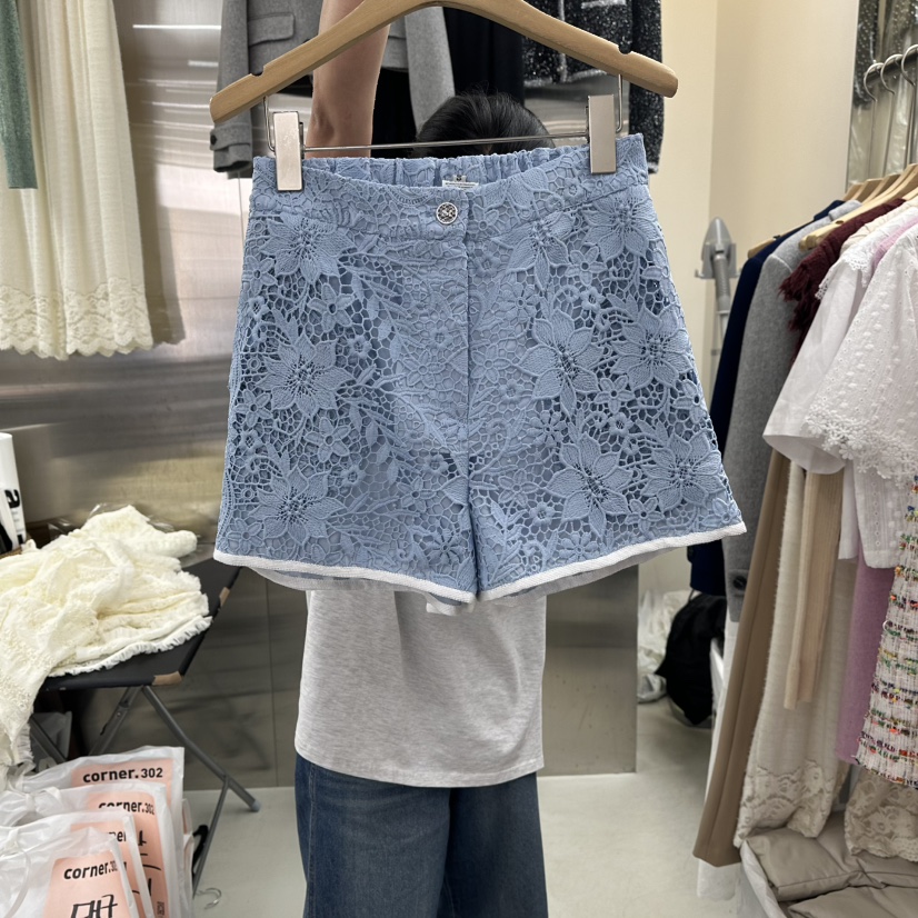 CORNER韓國直郵女士新款休閑人氣26春夏真品時尚短褲蕾絲CORNER.302短褲圖色1