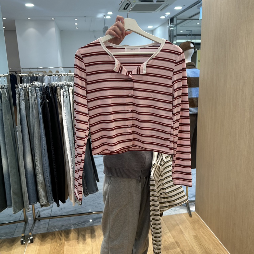 ZIPPER東大門實拍女裝新品真品時尚人氣長袖T恤修身棉質開衫ZIPPER長袖T恤圖色3