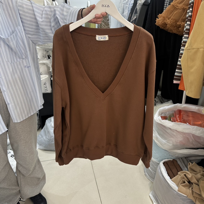 EGG IS韓國直郵女士新款休閑熱賣職業推薦真品人氣衛衣V領EGG IS衛衣圖色1