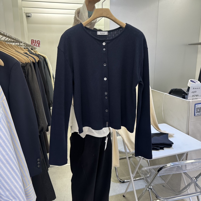 AMON東大門直郵女士新品推薦熱賣休閑職業針織衫開衫紐扣AMON針織衫圖色2