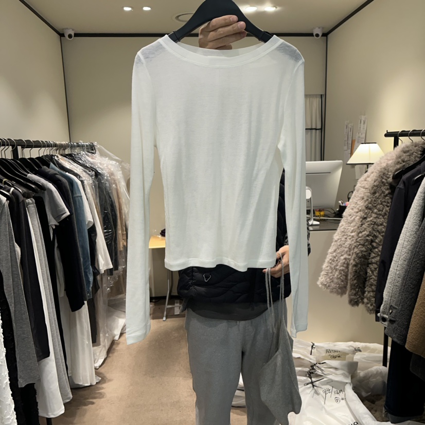 RE STOCK東大門代購女裝新品職業熱賣人氣推薦長袖T恤開衩RE STOCK長袖T恤圖色1