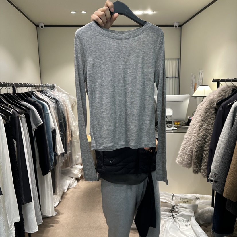 RE STOCK東大門代購女裝新品職業熱賣人氣推薦長袖T恤開衩RE STOCK長袖T恤圖色2