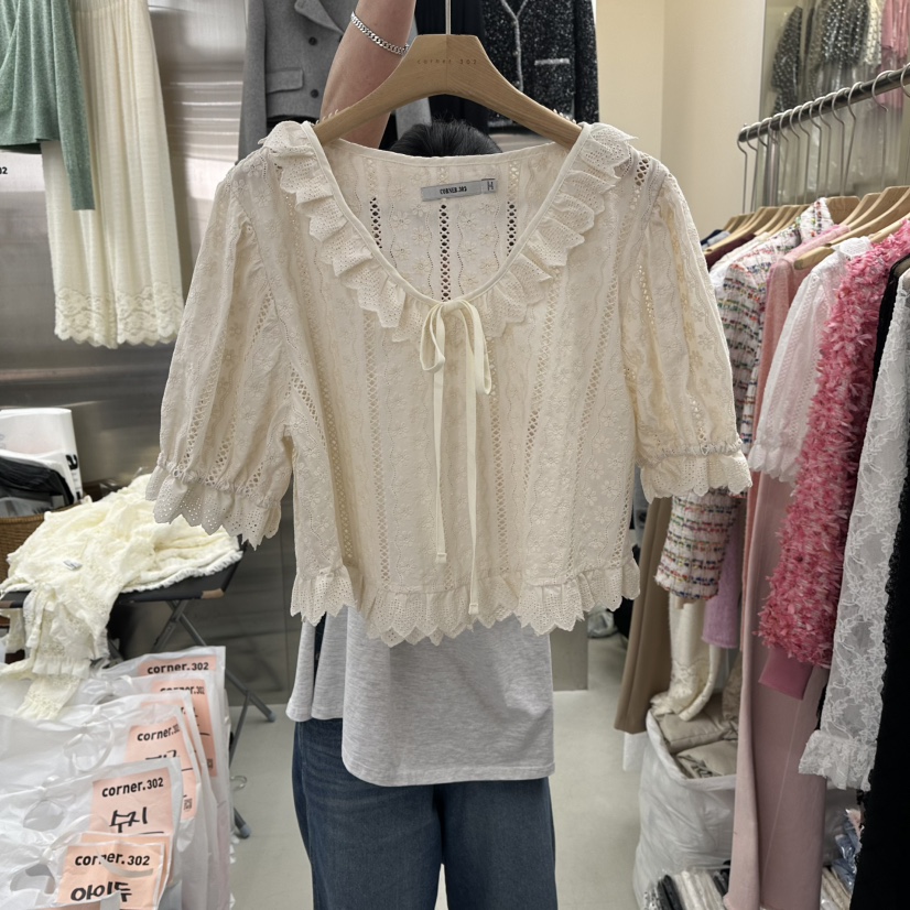 CORNER東大門直郵女士新款熱賣真品人氣推薦襯衫蕾絲衫刺繡CORNER.302襯衫/蕾絲衫圖色2