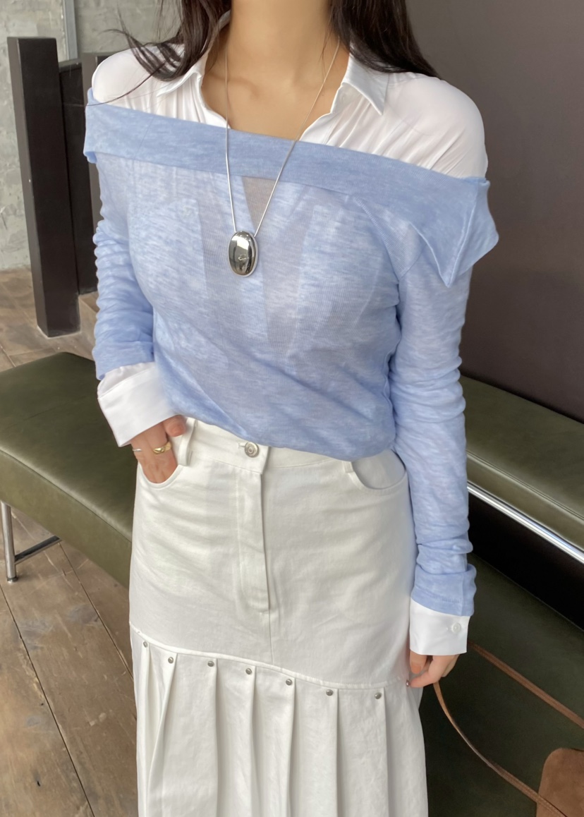 OUPPT東大門實拍女裝新款推薦職業真品人氣熱賣26春夏長袖T恤OUPPT長袖T恤圖色1