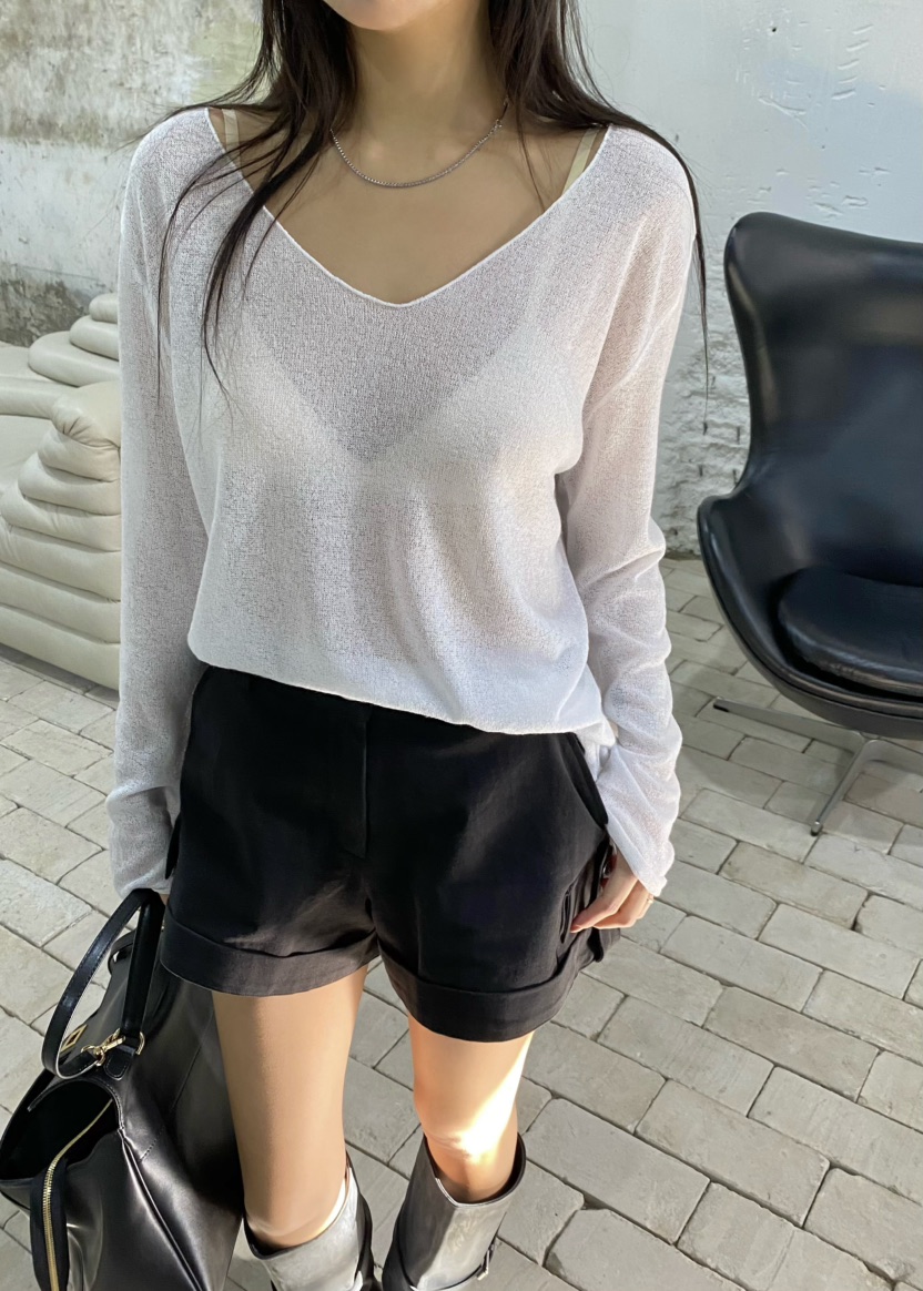 OUPPT韓國直郵女士新款職業時尚人氣休閑真品26春夏針織衫V領OUPPT針織衫圖色1