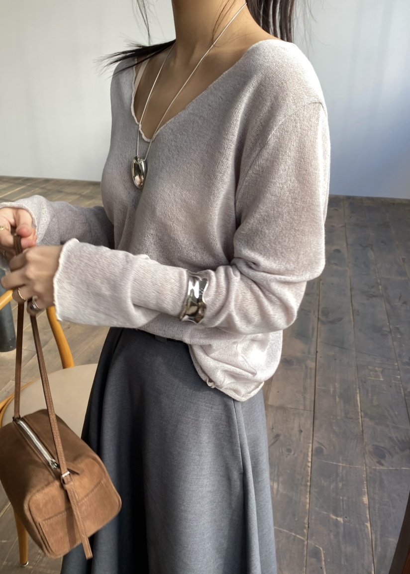 OUPPT韓國直郵女士新款職業時尚人氣休閑真品26春夏針織衫V領OUPPT針織衫圖色2