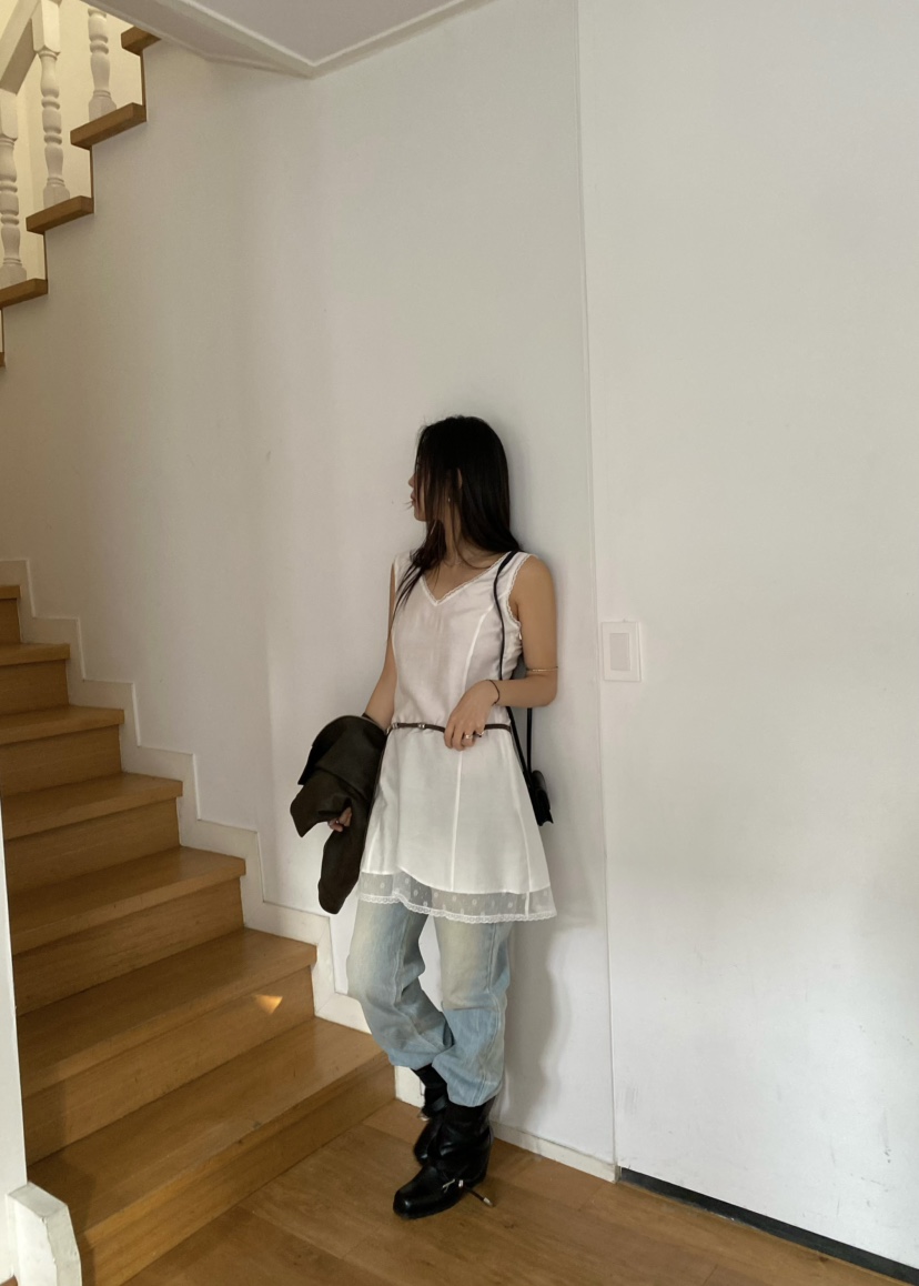 OUPPT東大門代購女士新款26春夏熱賣休閑職業連衣裙不含腰帶OUPPT連衣裙