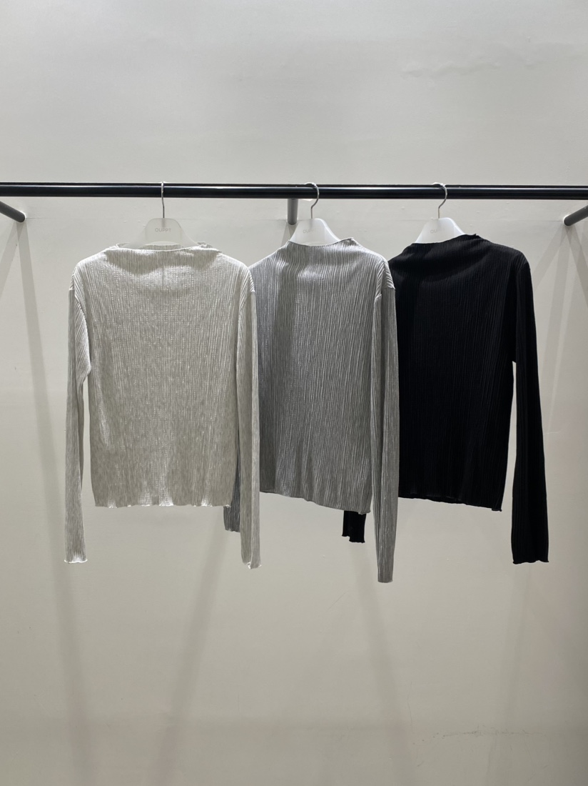 OUPPT韓國直郵女士新款人氣真品26春夏職業時尚長袖T恤褶皺OUPPT長袖T恤