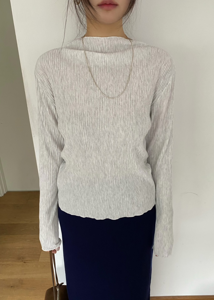 OUPPT韓國直郵女士新款人氣真品26春夏職業時尚長袖T恤褶皺OUPPT長袖T恤圖色1