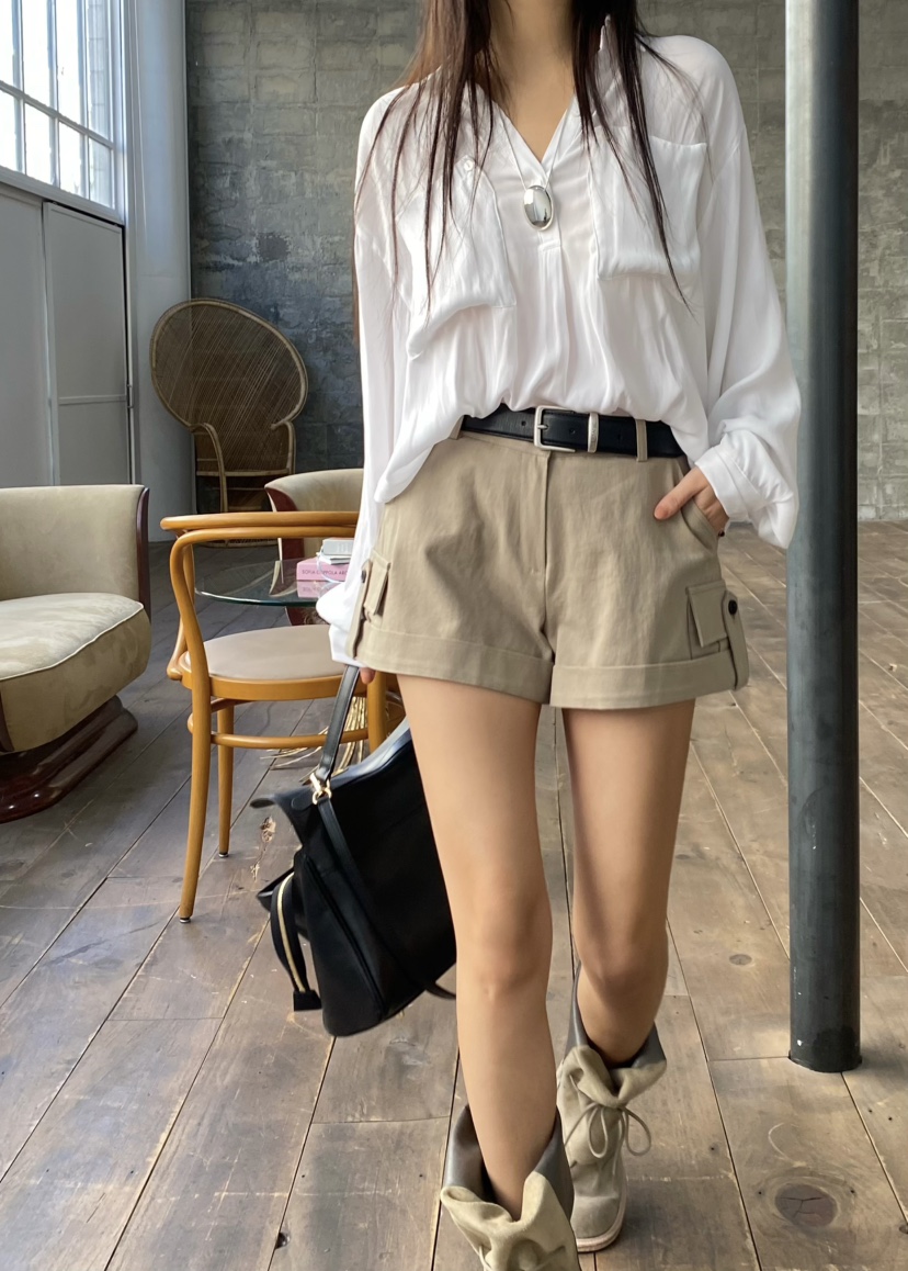 OUPPT東大門直郵女裝新品人氣休閑熱賣時尚職業短褲不含腰帶OUPPT短褲圖色1