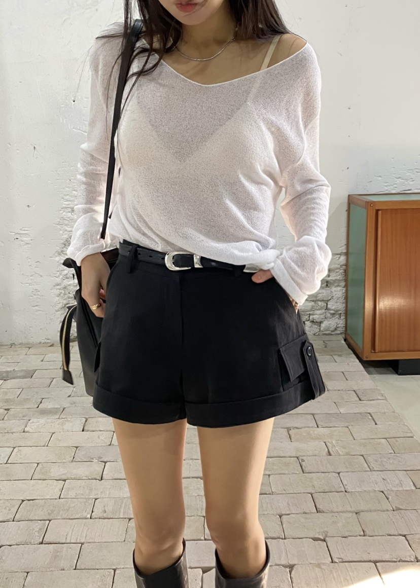 OUPPT東大門直郵女裝新品人氣休閑熱賣時尚職業短褲不含腰帶OUPPT短褲圖色2