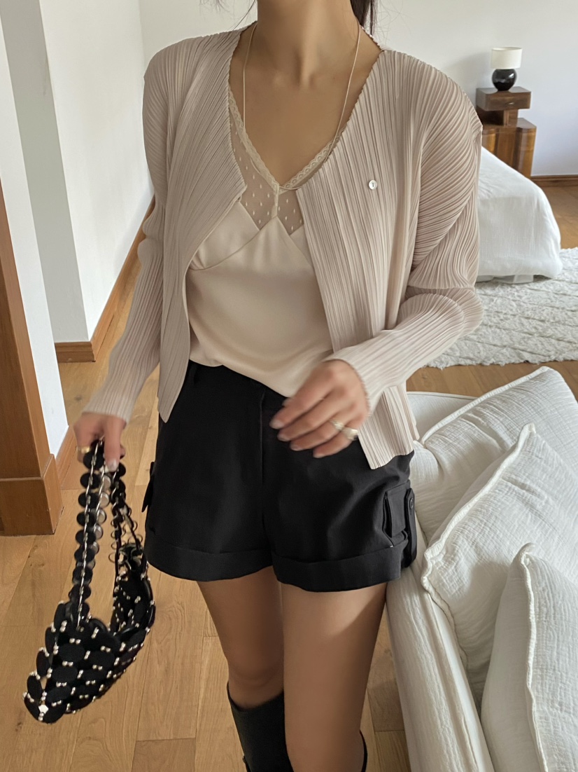 OUPPT東大門代購女裝新品人氣推薦休閑熱賣長袖T恤褶裥開衫OUPPT長袖T恤圖色1