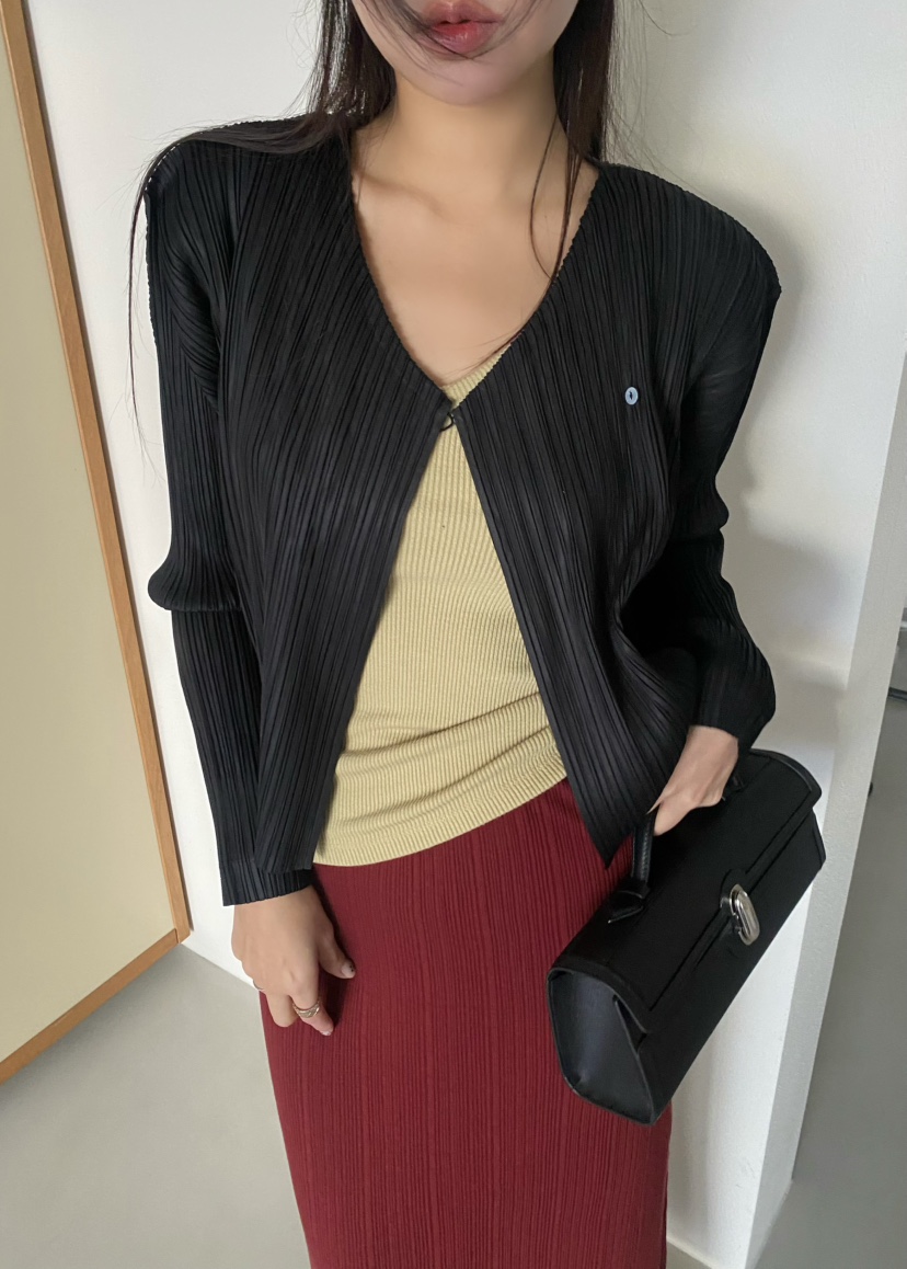 OUPPT東大門代購女裝新品人氣推薦休閑熱賣長袖T恤褶裥開衫OUPPT長袖T恤圖色3