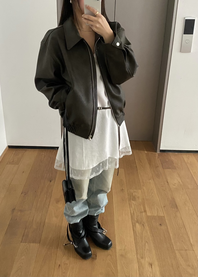 OUPPT韓國代購女裝新品熱賣時尚26春夏人氣真品推薦皮衣皮革OUPPT皮衣